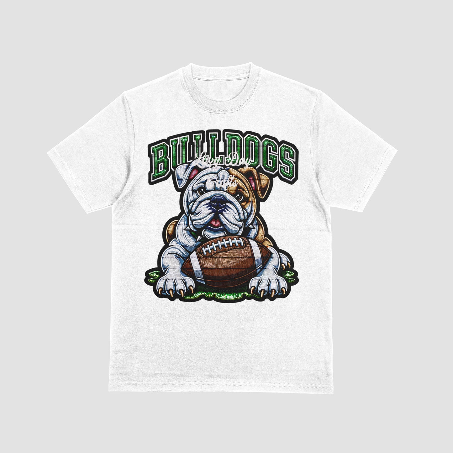 Tan & White Bulldog With Football Between Legs PNG